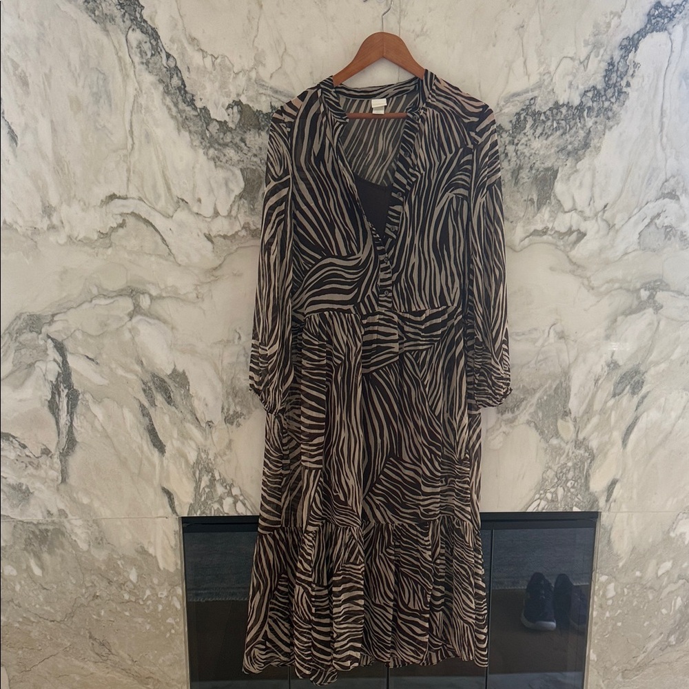 H &M Zebra Print Long Sleeve Dress